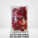 Bag of red fuses labeled 'Ultra-Reliable 10A Blade Fuses' on a white background