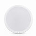 Round white light fixture on a white background