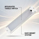 12V Cool White LED Sensor Bar Light 220mm Silver/White top view in white background