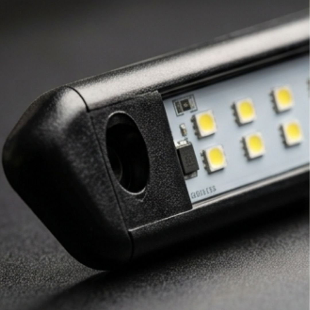 12V LED Awning Light Black shell - Cool White close view