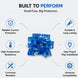 Blue fuses with features listed on a white background