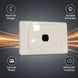 White wall socket with features highlighted on a dark background