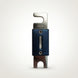 Blue and silver electrical fuse on a white background