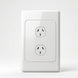 White wall socket on a light gray background