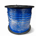 Spool of blue cable on a white background