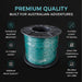 Spool of premium quality cable with features listed on a dark background