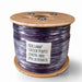 Spool of purple wire with specifications on a white background