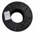 Black plastic spool with a label on a white background