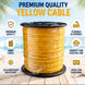 Spool of premium purple cable with features highlighted on a dark background