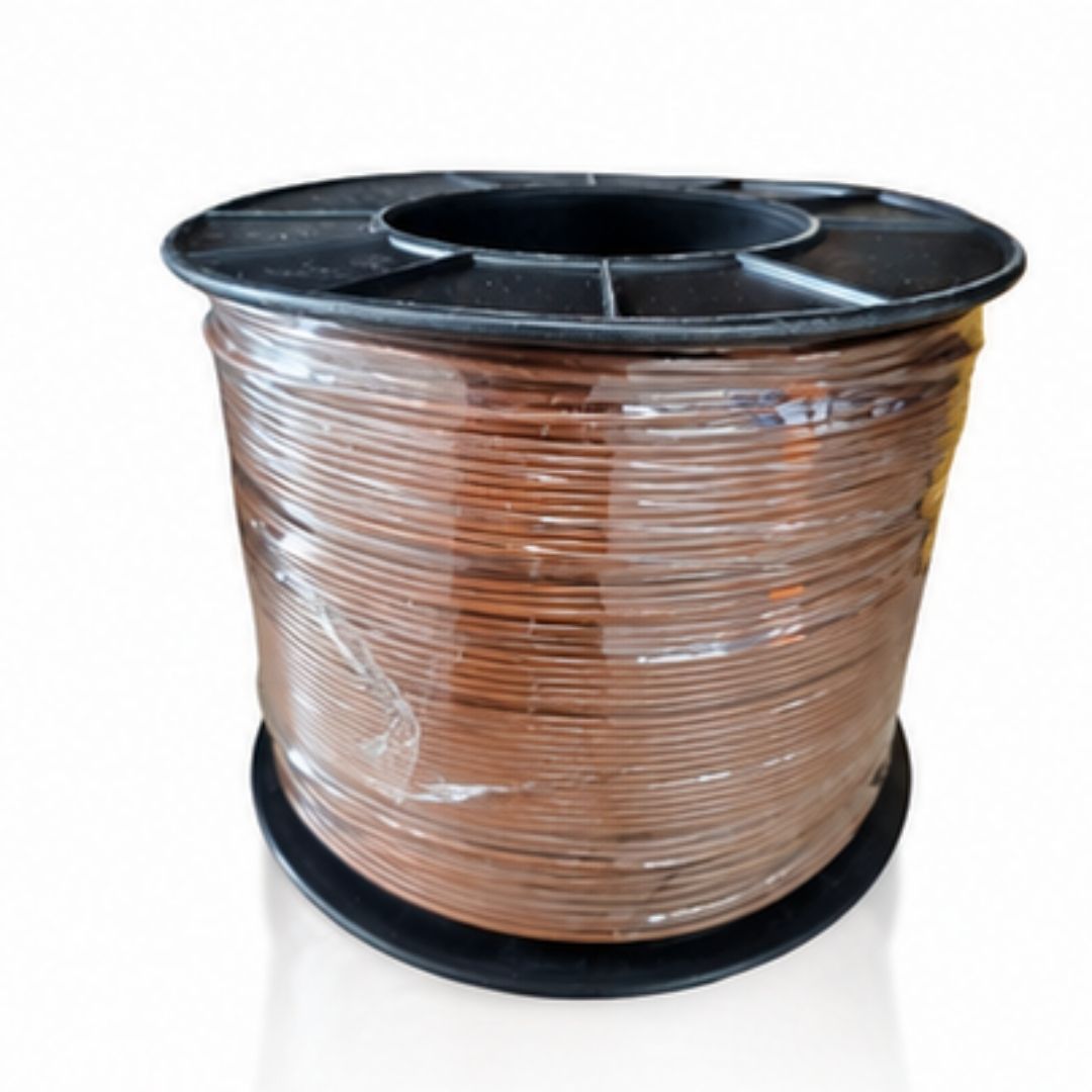Spool of copper wire on a white background