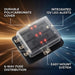 6-way fuse distributor with features highlighted on a dynamic background