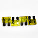 Set of yellow fuses on a white background