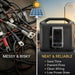 Comparison of messy wiring with a power station labeled 'Neat & Reliable' on a sunny background.