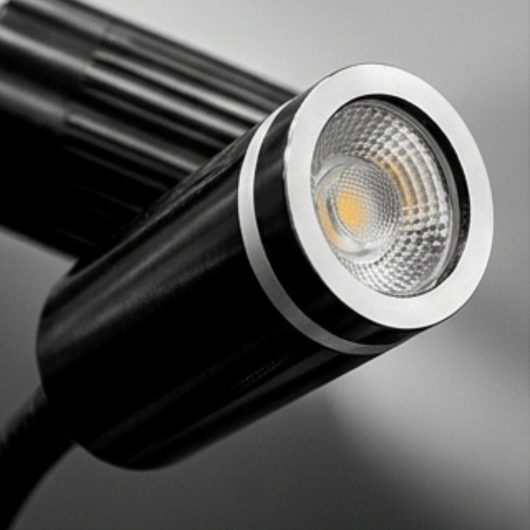 Blue Flexible Reading Light with USB Charger Black Close view
