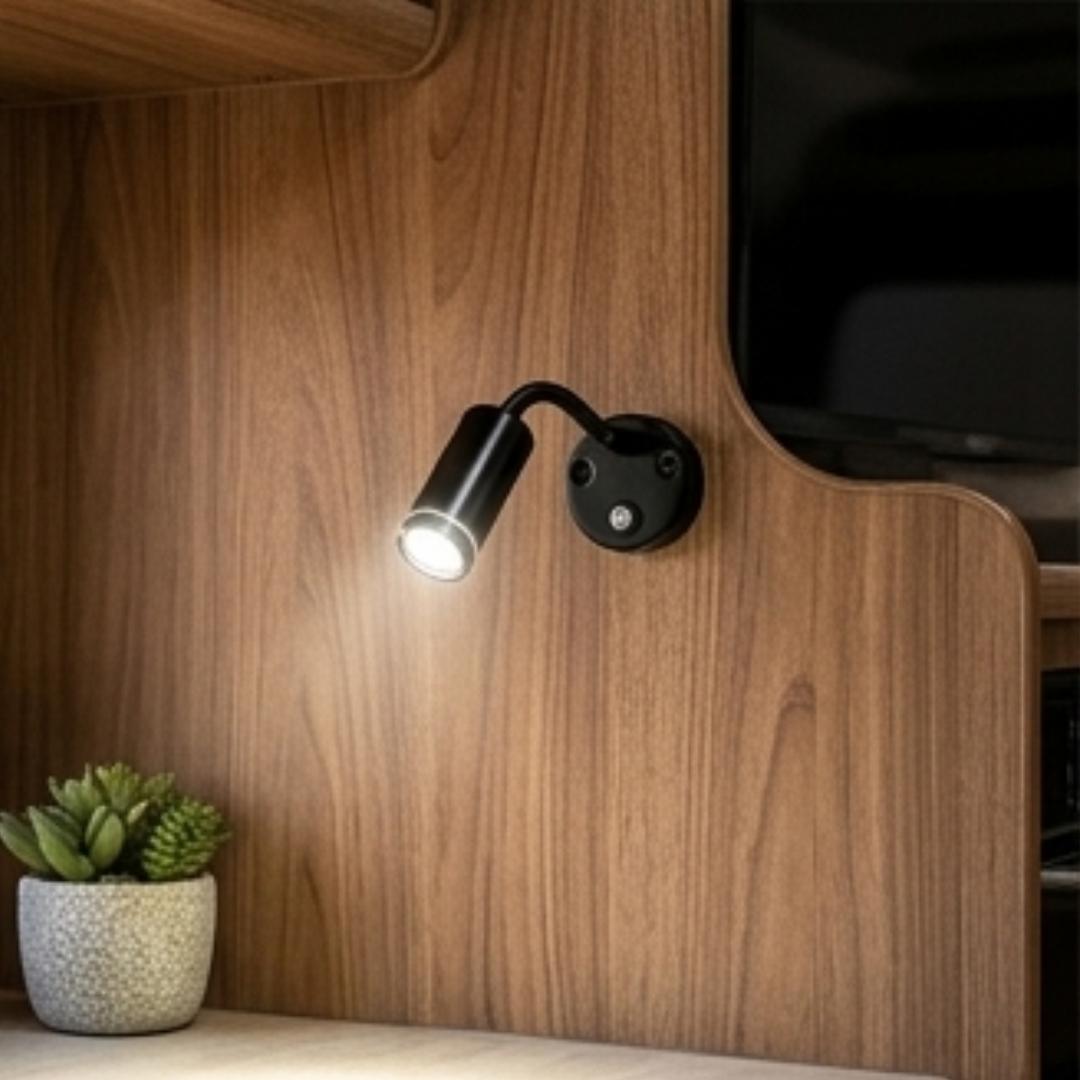 Blue Flexible Reading Light with USB Charger Black inside settings