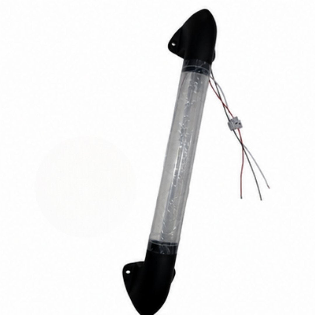 Bubble Handle Light  with black ends and clear plastic casing on a white background