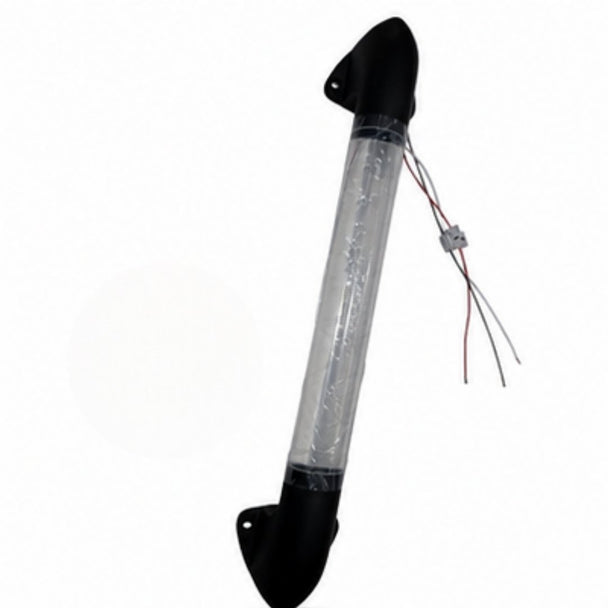 Bubble Handle Light  with black ends and clear plastic casing on a white background