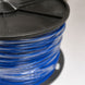Spool of blue wire on a black reel