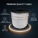 Spool of premium quality cable with features highlighted on a dark background