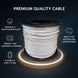 Spool of premium quality cable with features highlighted on a dark background