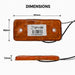 Orange rectangular light with dimensions labeled on a white background