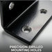 Metal mounting bracket with precision-drilled holes on a gray background