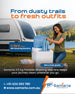 Advertisement for Samaria 2.5 Kg Portable Washing Machine with a woman using it outdoors.