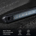 Black LED strip light on a dark surface with water droplets, labeled as built tough for Australian conditions.
