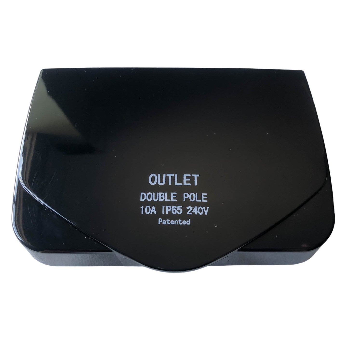 Weatherproof IP65 Power Point GPO Double Pole Double Outlet Slim Neon Patented Membrane 10A -Black-Transco
