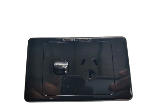 Double Pole Single Power Point 10A(Multiple Supply)-Black
