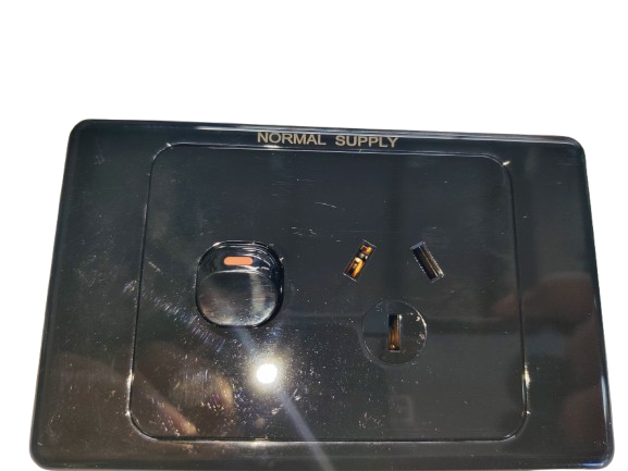 Double Pole Single Power Point 10A(Normal Supply)-Black