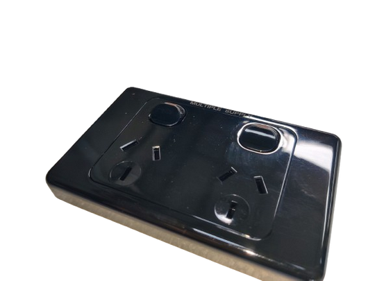 Double Pole Double Power Point (Multiple Supply)10A- Black