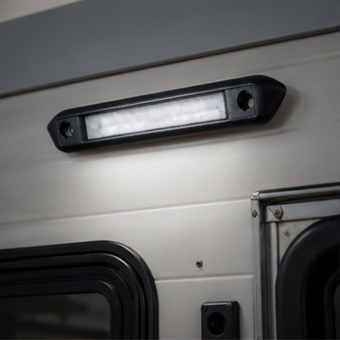 LED light bar mounted on a vehicle's exterior panel.