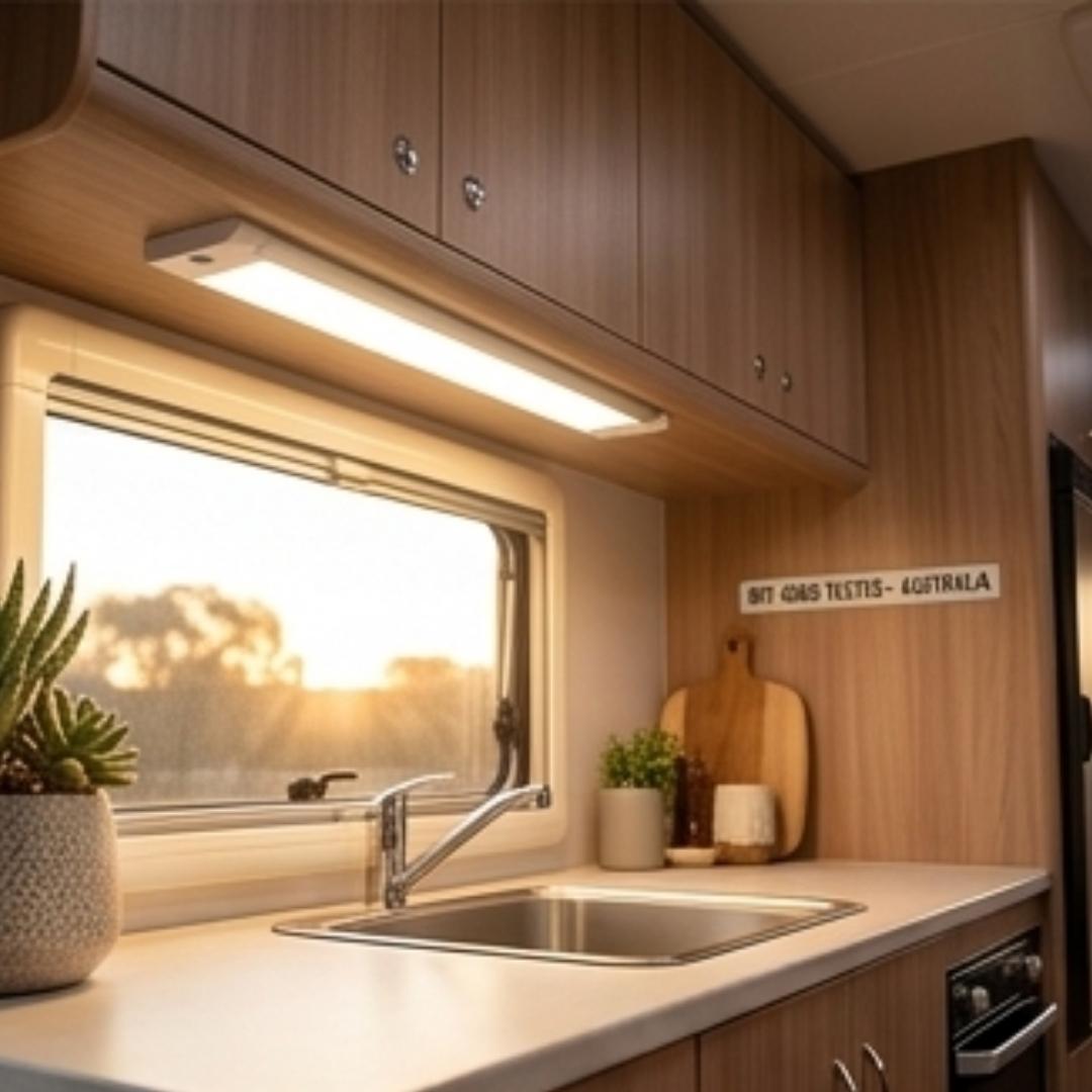 LED Cabinet Bar Caravan Light White using in a inside of caravan