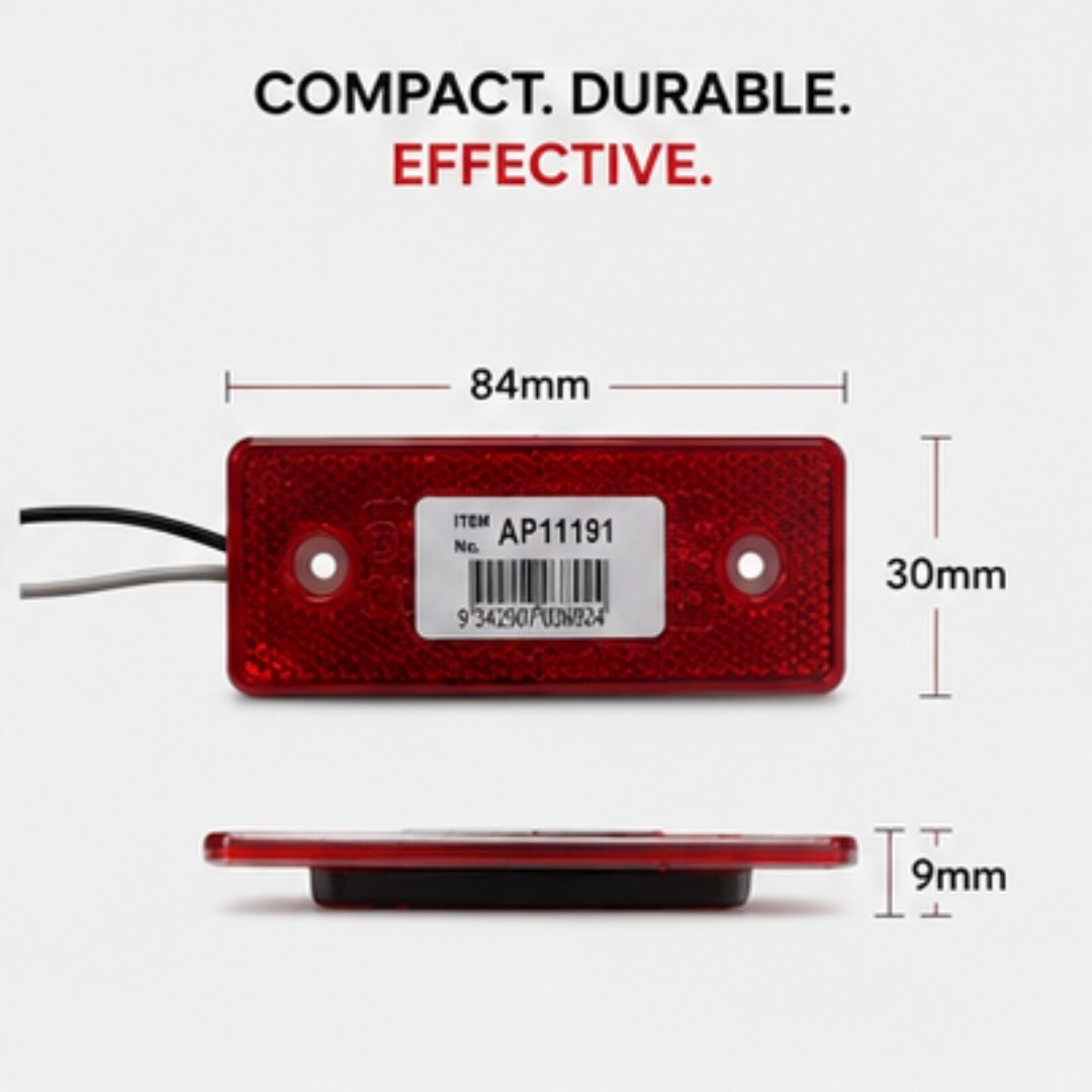 Red rectangular component with dimensions labeled on a white background