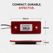 Red rectangular component with dimensions labeled on a white background