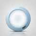 Round blue light on a gray background