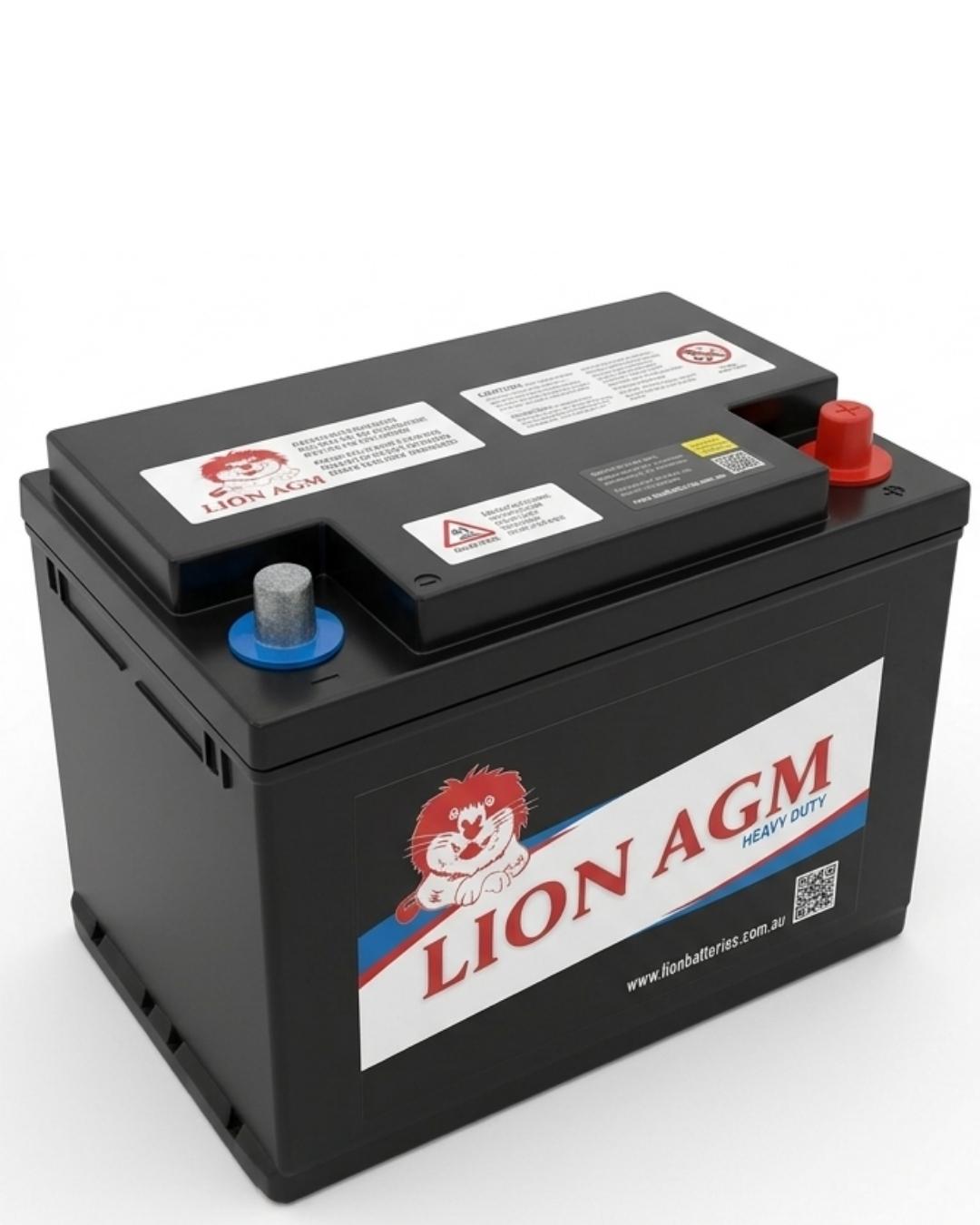 Lion AGM battery on a white background
