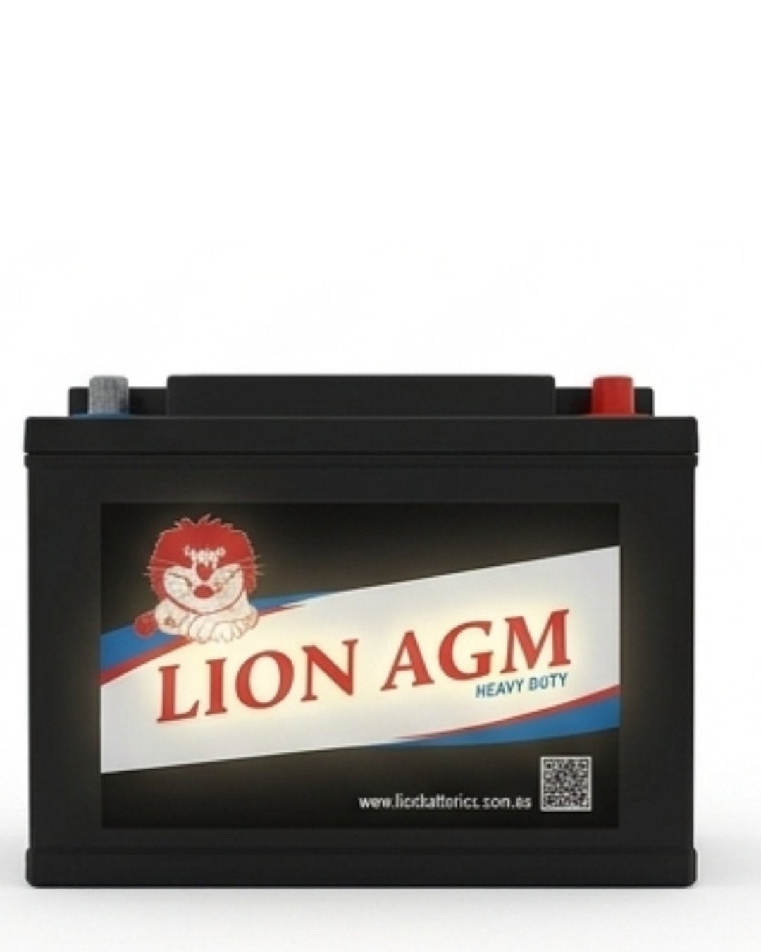 Lion AGM battery on a white background