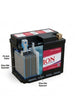ION battery with labeled components on a white background