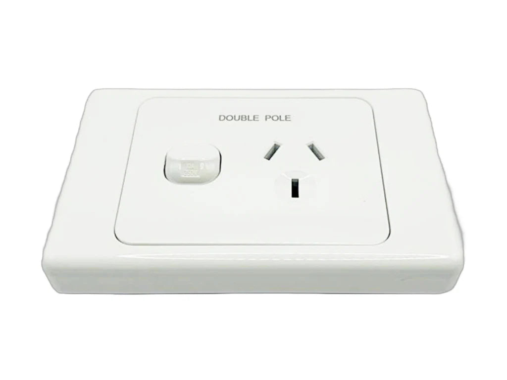 White Double Pole Single Power Point  10A- White
