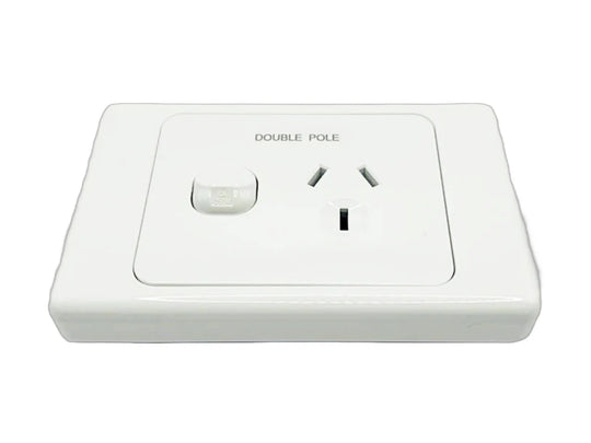 White Double Pole Single Power Point  10A- White