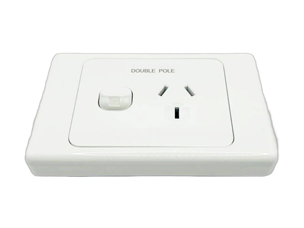 White Double Pole Single Power Point  10A- White
