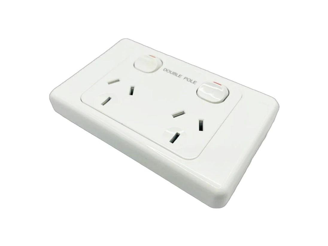 White Double Pole Double Power Point 10A-White