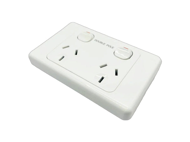 White Double Pole Double Power Point 10A-White