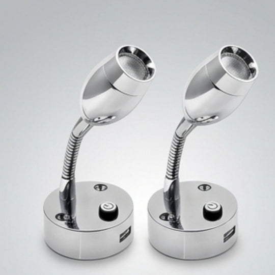 Reading Light With USB Chrome placed on a white background 