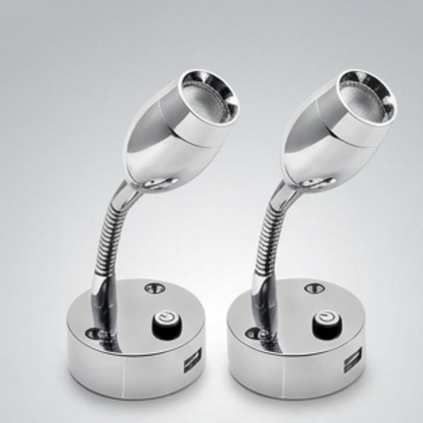 Reading Light With USB Chrome placed on a white background 