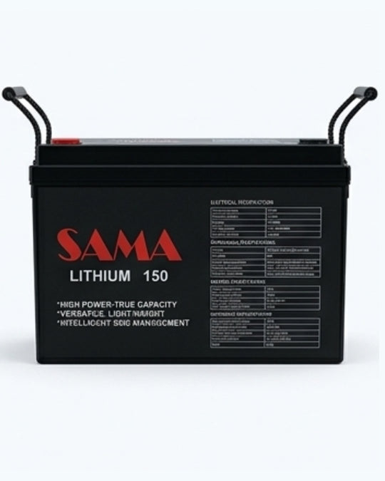 SAMA lithium battery on a white background