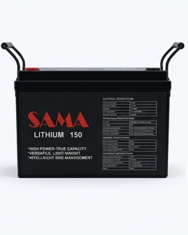 SAMA lithium battery on a white background