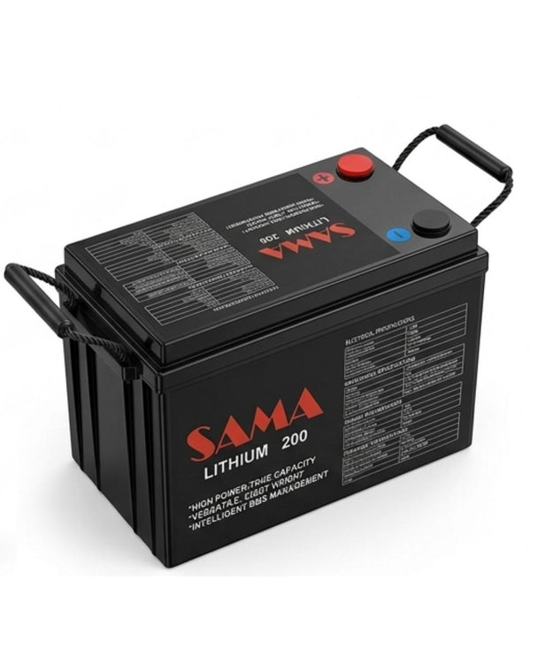 SAMA Lithium Battery in a white background
